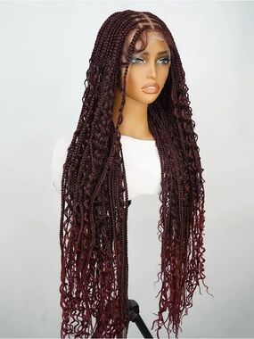 Braided wigs with curl 36 inch HD lace Braided Lace Front Wig - Women's Hair